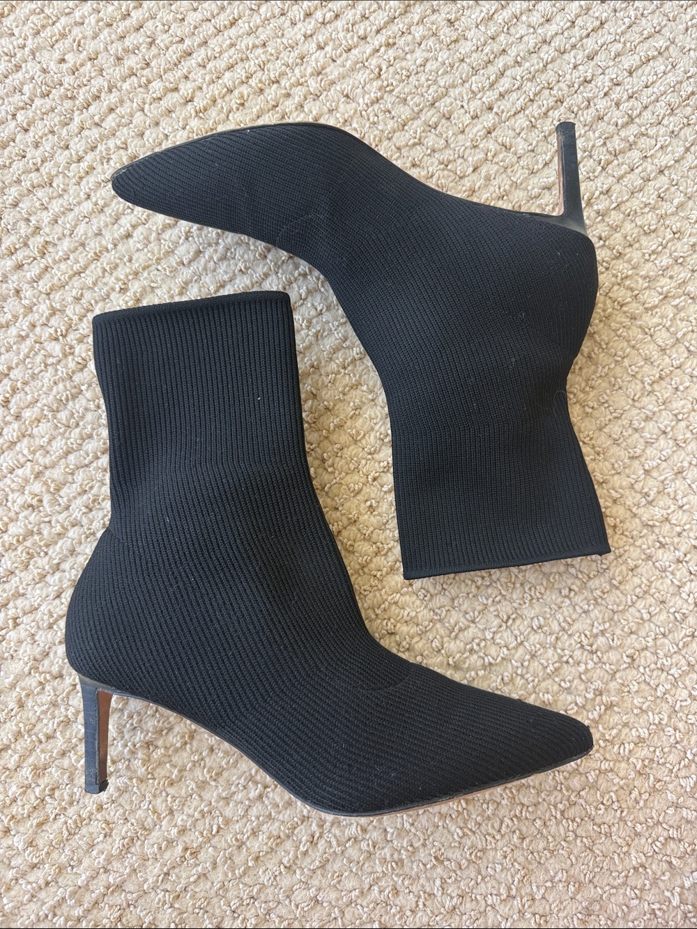 Veronica Beard Lisa Stretch Knit Booties, Black Women's Sock Ankle Boots size 6